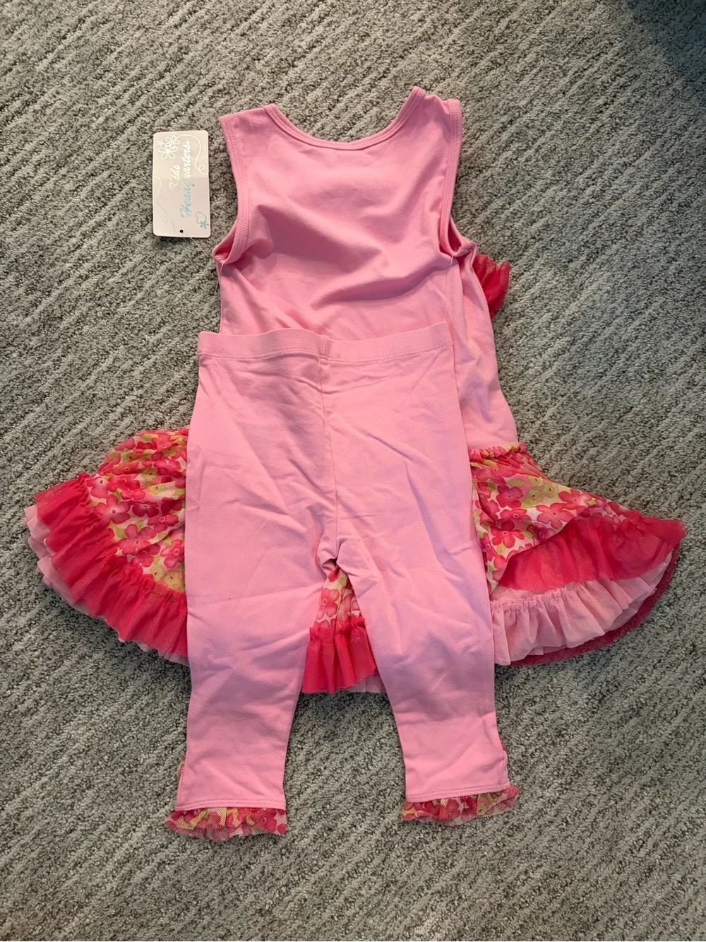 Pink Butterfly Tutu Dress with Leggings